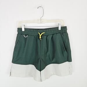 Te Verde Activewear Shorts Medium Green Gray Elastic Waist Drawstring Pockets